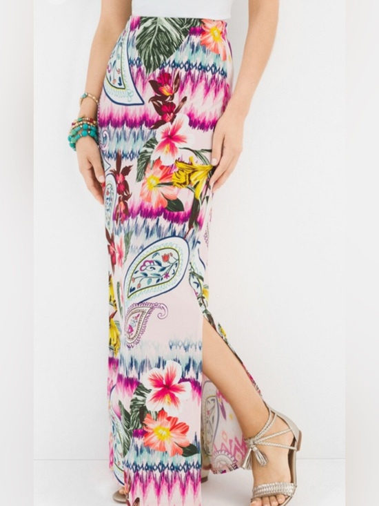 Chico's Dresses & Skirts - Chico’s Ikat Encounter Hibiscus Flower Maxi Skirt Size 0 (4)
